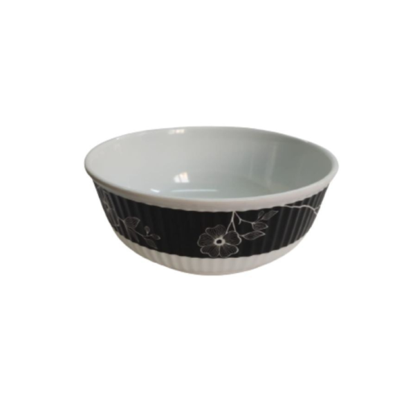Ensaladera Rayada 21x9 cm Blanco y negro Melamina